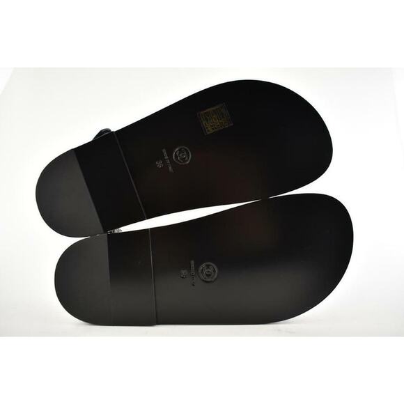 Chanel REV Black Caviar Gold CC Logo Mule Slide Strap Flat Teva Dad Sandal 36 - Picture 12 of 12